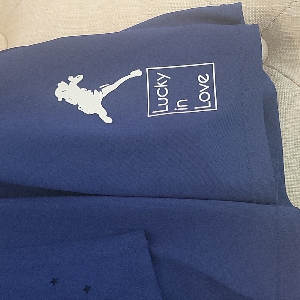 Lucky In Love Challenge blue Skort Sz XS Stars Laser cut Hem Tennis pickleball